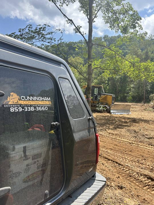 Cunningham Contracting work truck at a job site