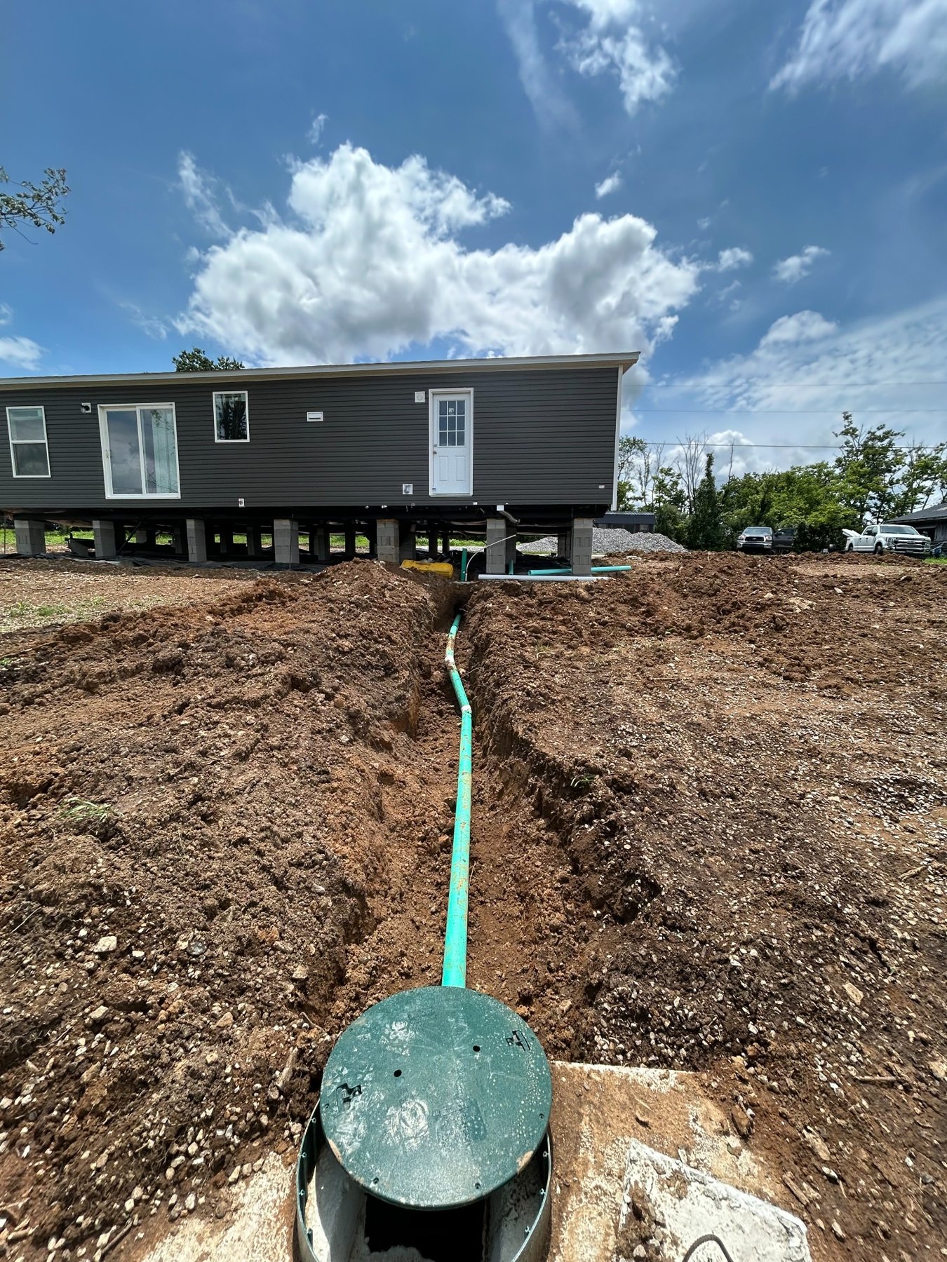 Septic pipe connection from the home